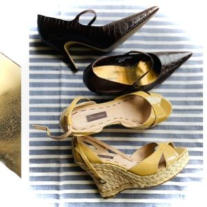 RUBY & BLOOM | 10.5 | Camilla Nude Strappy Leather Espadrille Platform Wedges